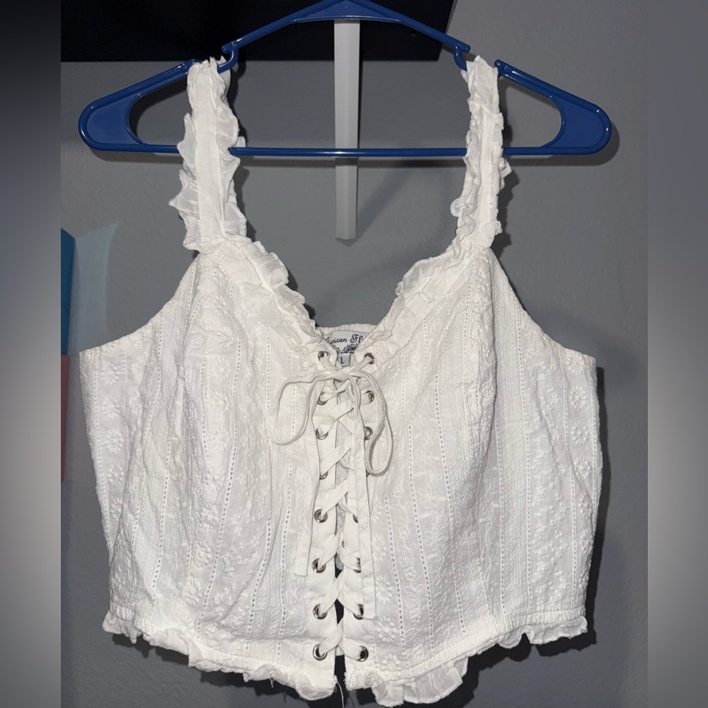 White Lace-Up Women's Top